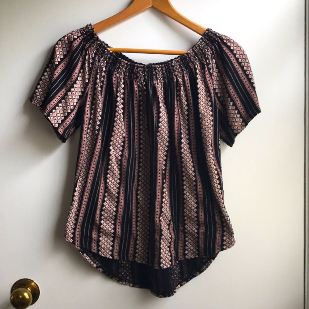 Loft On Off The Shoulder Patterned Cotton Top XS